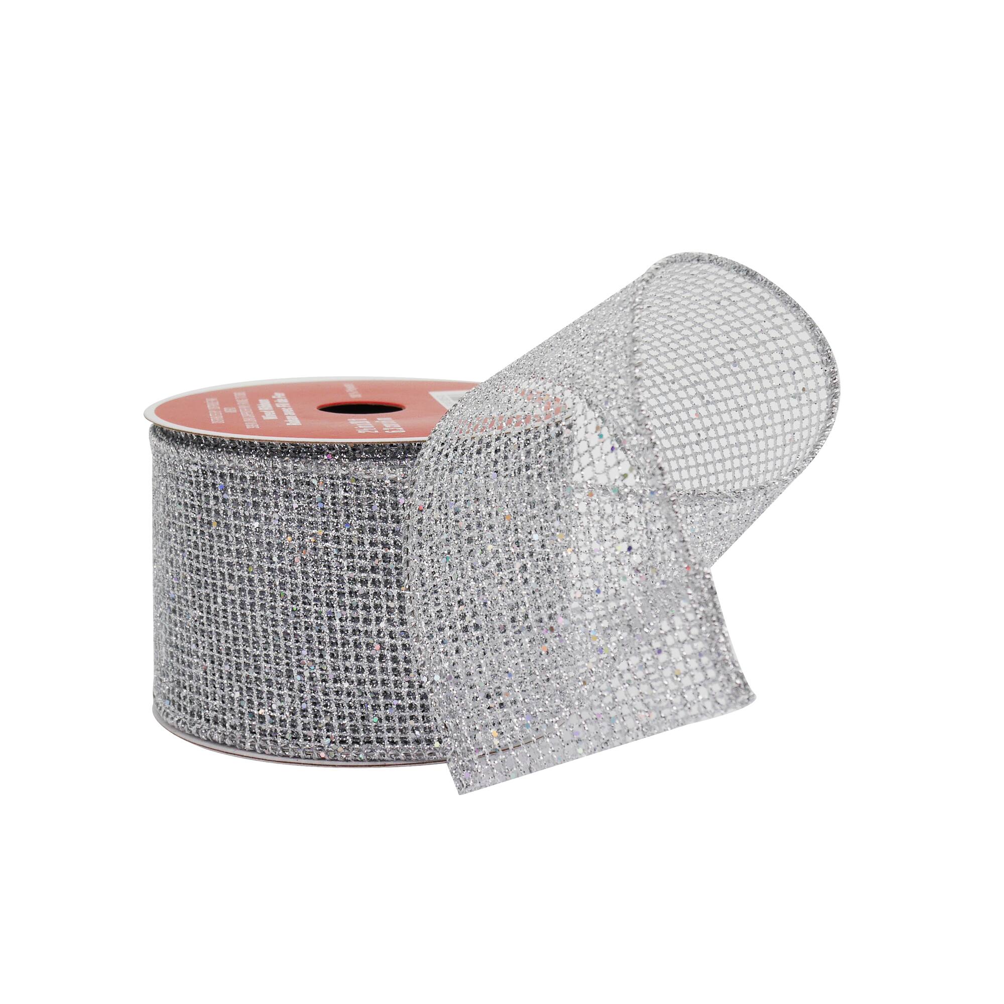 2.5" x 20ft. Silver Net Mesh Wired Ribbon by Celebrate It®